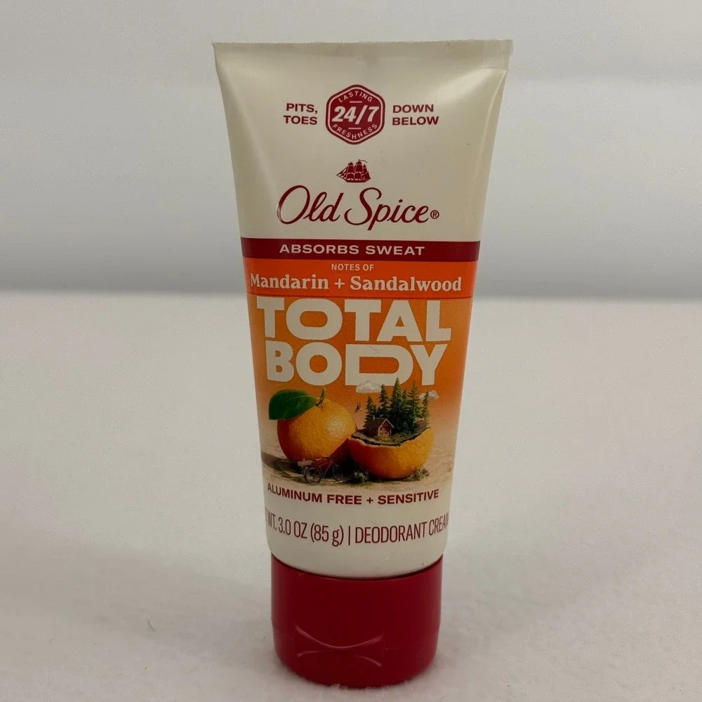 Old Spice Total Body Deodorant Cream Mandarin Sandalwood Aluminum Free 3.0 oz